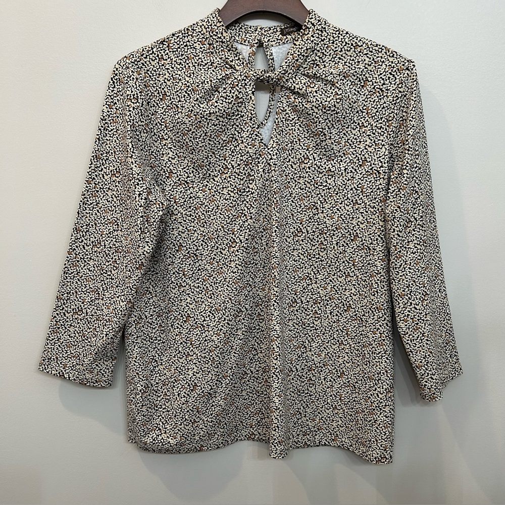 J. McLaughlin Twist Front Neckline Catalina Cloth Keyhole 3/4 Sleeves Size L
